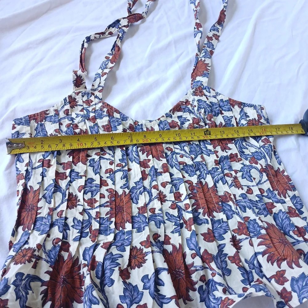 Athropologie Let Me Be Tie-Strap Peplum Floral 100% Cotton Top Womens Size XS - Picture 14 of 16
